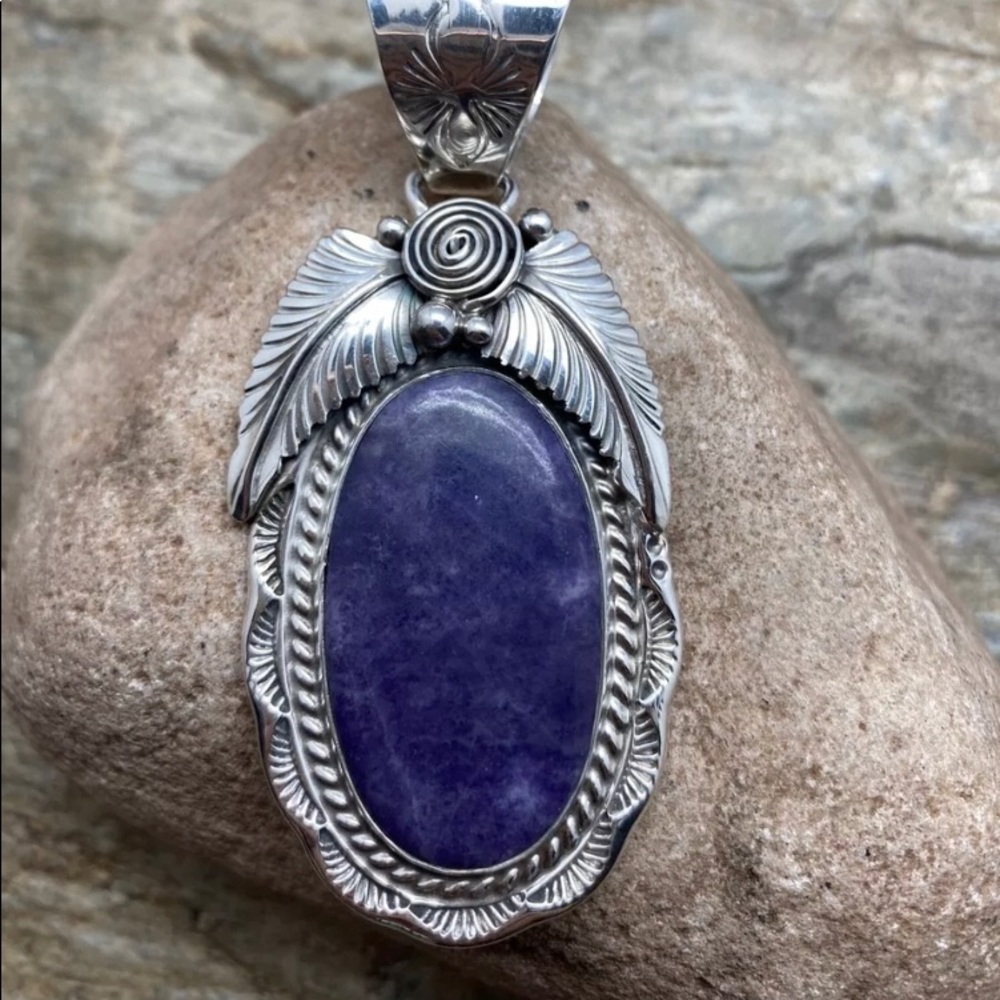 Nativeamerican Sterlingsilverpurplecharoitependant - image 2